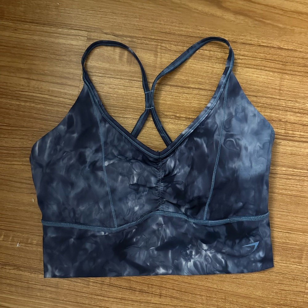 Gymshark Elevate Longline Sports Bra - Lakeside Blue Spray Dye